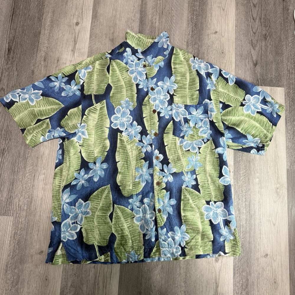 Bermuda Bay Mens 100% Silk Hawaiian Short Sleeve Button Front Shirt Size XL